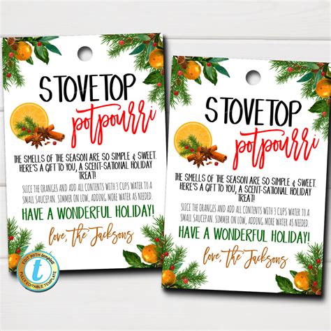 Stovetop Potpourri Printable Tags